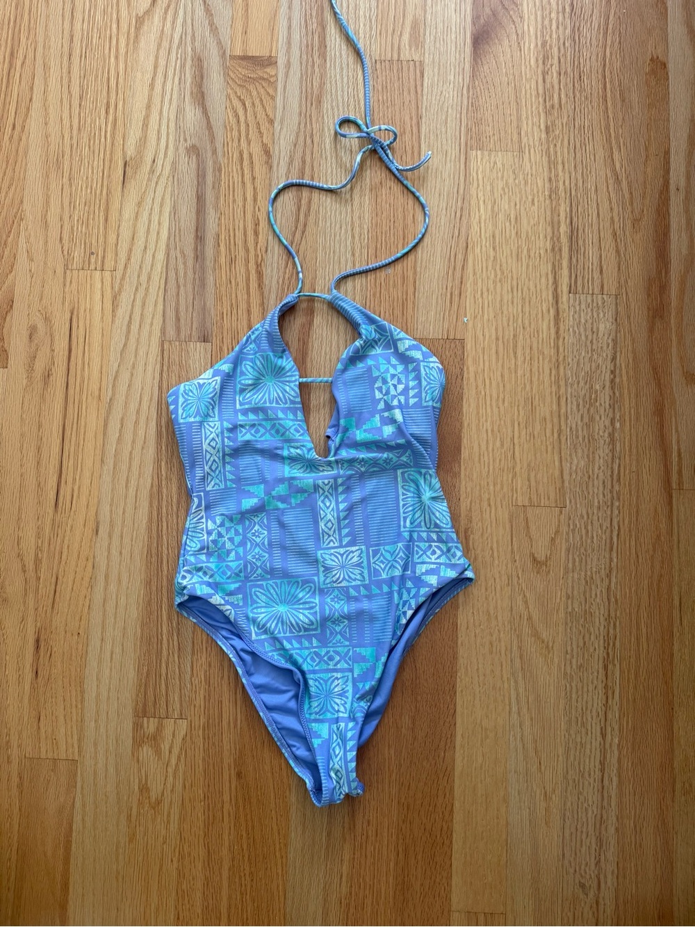 O’Neill Halter One-Piece Swimsuit in Lavender Floral Patchwork